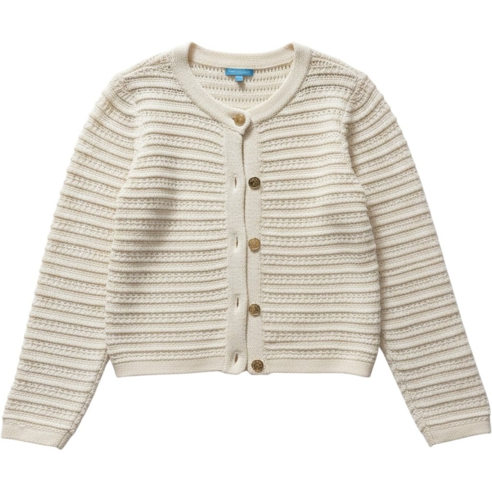 NWT Coastal Draper James Button Front Cardigan Women Size XL Ivory Gold Button